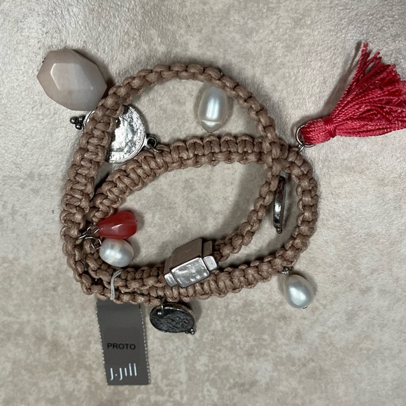 J. Jill Jewelry - J. Jill Tan and Red Beaded Bracelet